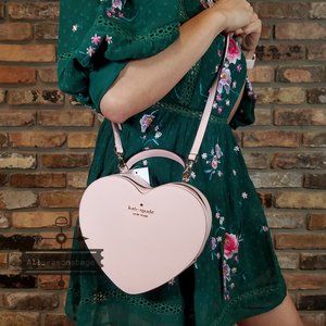 NWT Kate Spade New York Love Shack Heart Crossbody in Chalk Pink LEATHER NEW